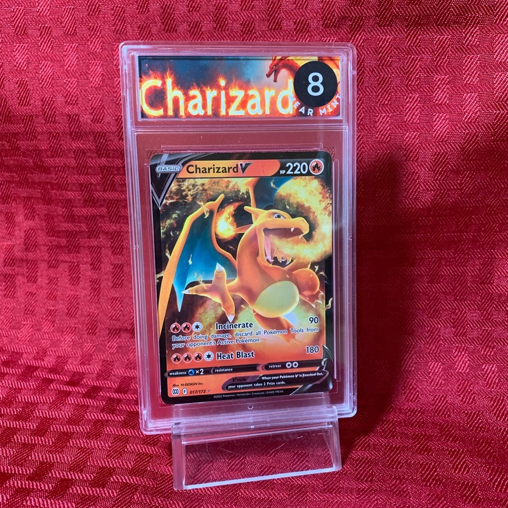 Pokémon Charizard V Card - Graded 8